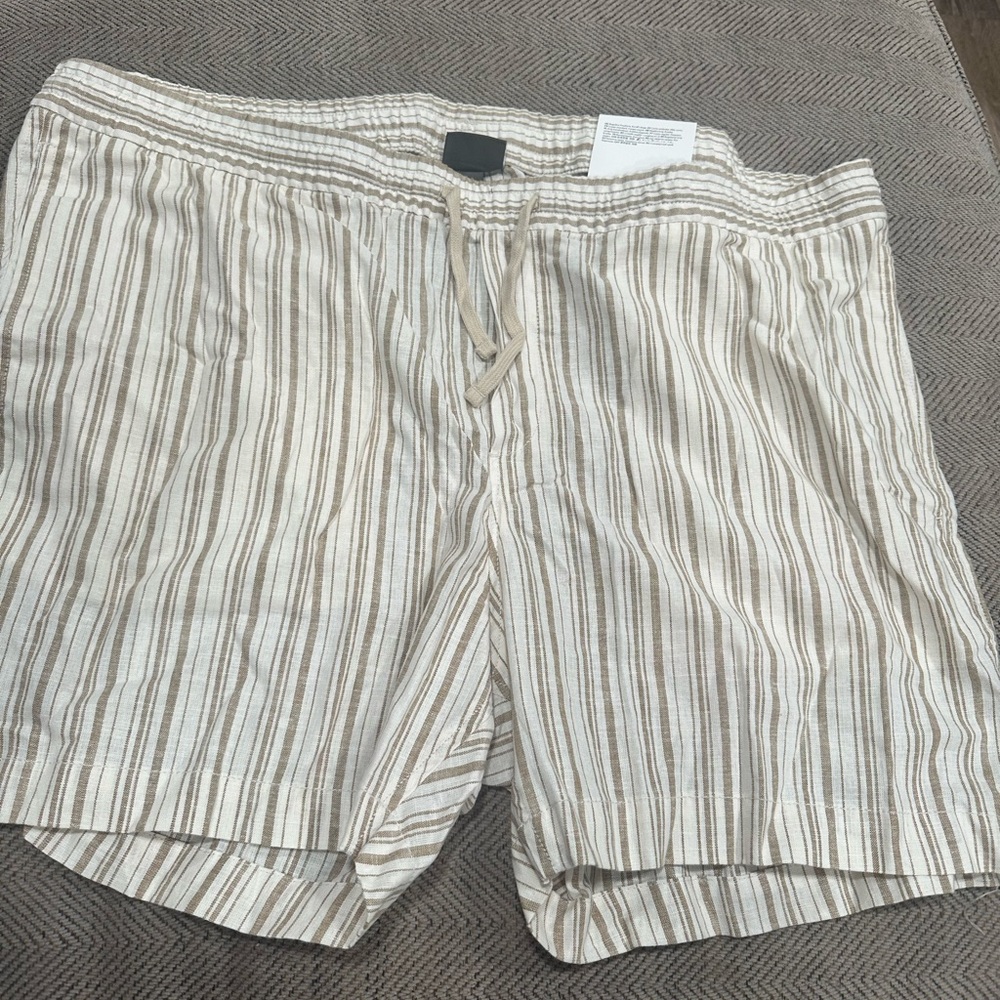 H&M Striped Tan and White Men's Linen Shorts